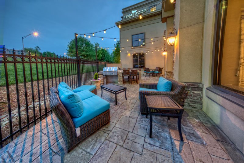 Outdoor patio lounge at Homewood Suites by Hilton Asheville